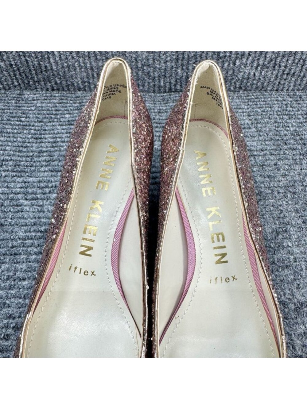 AK Anne Klein Akifa iFlex Heels Women’s 7.5 Pink Glitter Sparkle Bow Kitten Heel - Picture 9 of 13